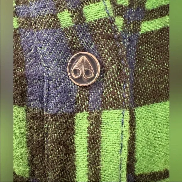 Moose Knuckles Green and Blue Plaid Women's Button Down Shirt - Picture 11 of 12